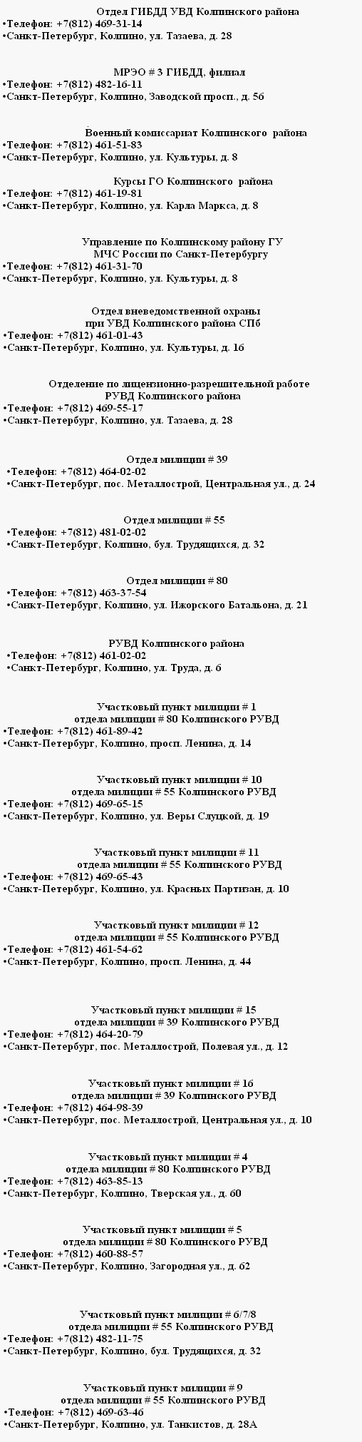 Колпино.Сайт города Колпино.Колпино сити - Милиция Колпино